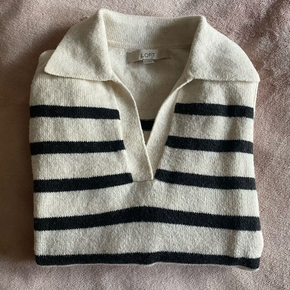 LOFT Stripe V-neck Sweater